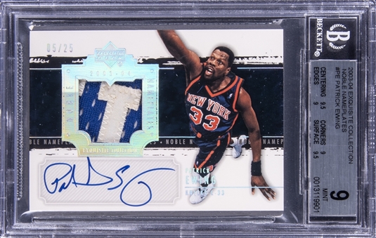 2003-04 UD "Exquisite Collection" Noble Nameplates #PE Patrick Ewing Signed Patch Card (#05/25) - BGS MINT 9/BGS 10